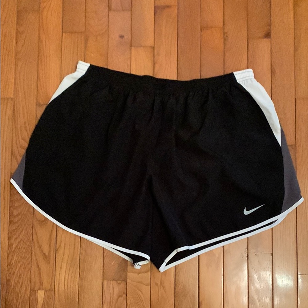 Nike Athletic Shorts with Curved Hem (Black & White)